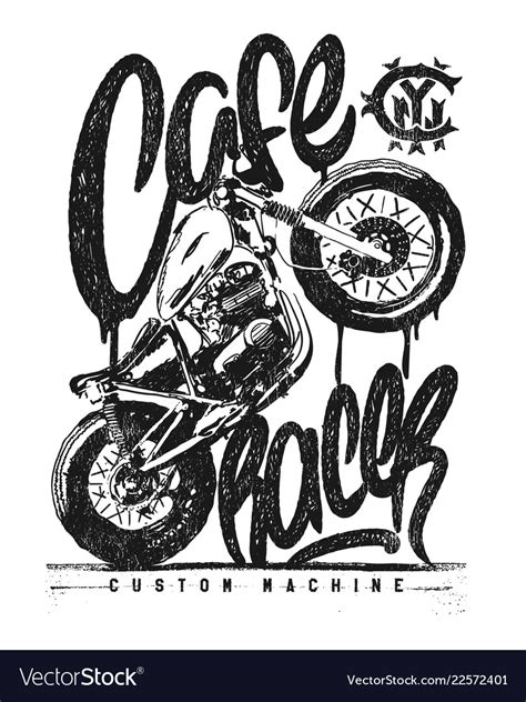 Cafe Racer Vintage Motorcycle Hand Drawn T Shirt Vector Image