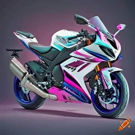 Yamaha R6 In White Pink And Blue Colors On Craiyon