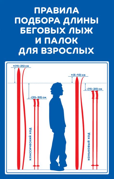 Подбор длины лыжных палок -Размерная сетка