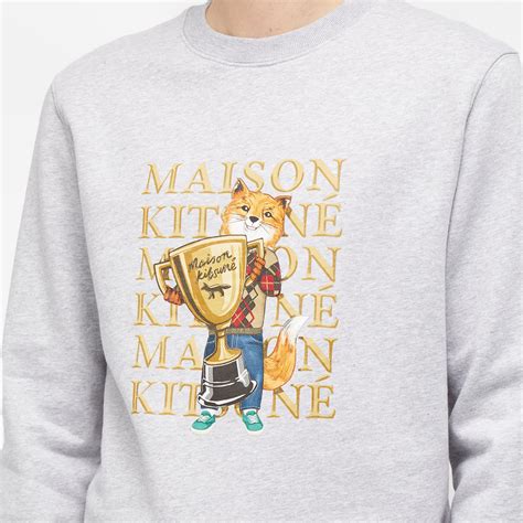 Maison Kitsune Fox Champion Regular Crew Sweat Grey Melange End Kr