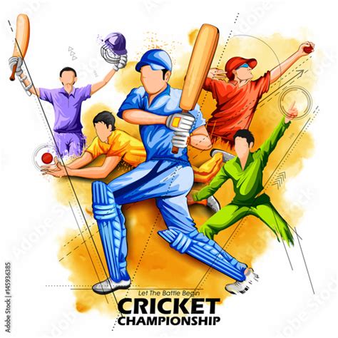 Batsman And Bowler Playing Cricket Championship Stock Vector Adobe Stock