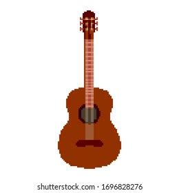 Pixel Guitar Pixel Art Bit Stock Vector Royalty Free