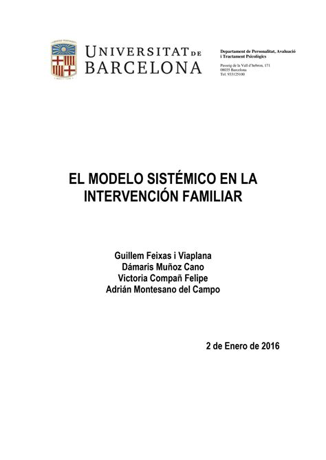 SOLUTION El Modelo Sistemico En La Intervenci N Familiar Feixas Y