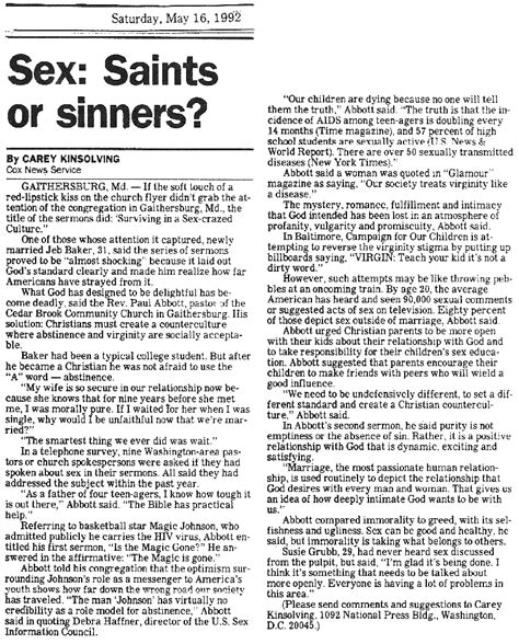 SEX SAINTS OR SINNERS