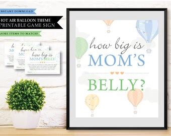 Blue Hot Air Balloon How Big Is Mommy S Belly Game Etsy