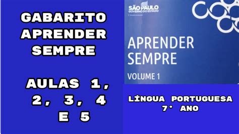 GABARITO APRENDER SEMPRE LÍNGUA PORTUGUESA 7º ANO VOLUME 1