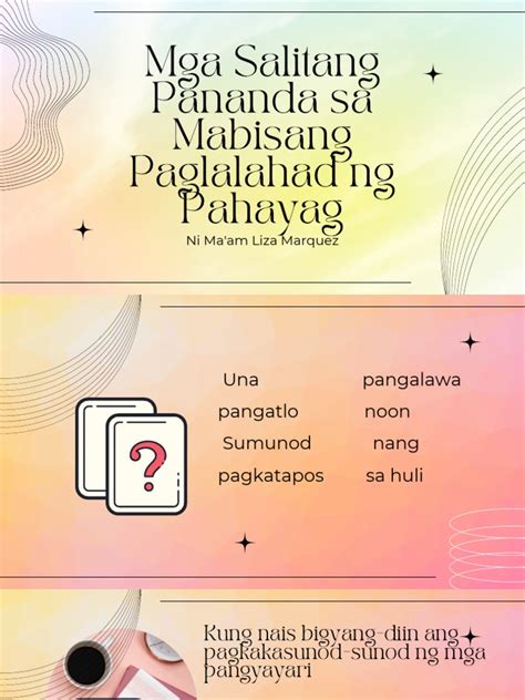 Mga Salitang Pananda Sa Mabisang Paglalahad Ng Pahayag Pdf