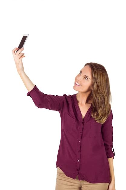 Premium Photo Pretty Brunette Taking A Selfie