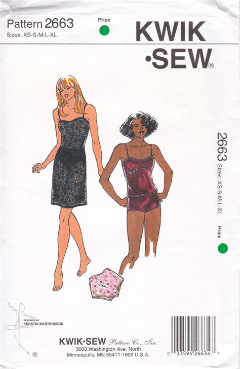 Kwik Sew Vintage Lingerie Sewing Pattern Full Slip Camisole Panties Sizes Xs S M L Xl