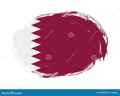 Qatar Flag In Rounded Stroke Brush Background Stock Illustration