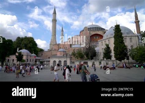 Istanbul Turkey July 2021 Tourists Around Hagia Sophia Mosque And