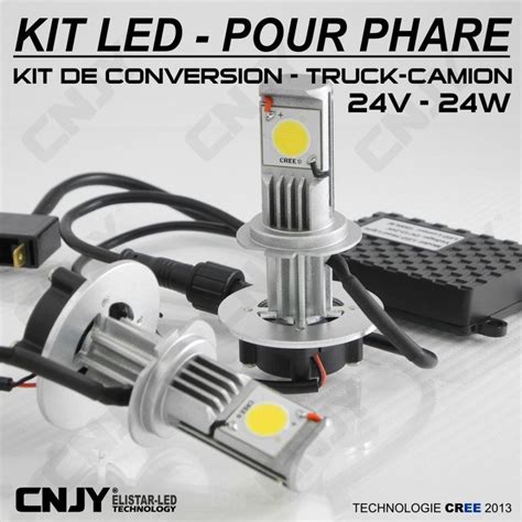 KIT LED CNJY ELISTAR H7 PX26D 24V BLANC 5500K 2 AMPOULES POUR FEUX