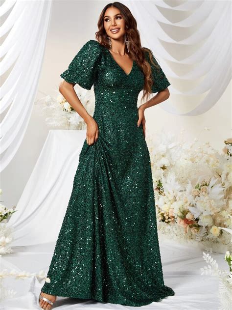 Giffniseti Puff Sleeve Sequin Prom Dress Shein Usa