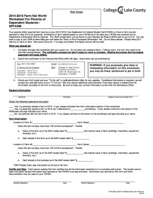 Fillable Online Dept Clcillinois 2014 B2015b Farm Net Worth Worksheet