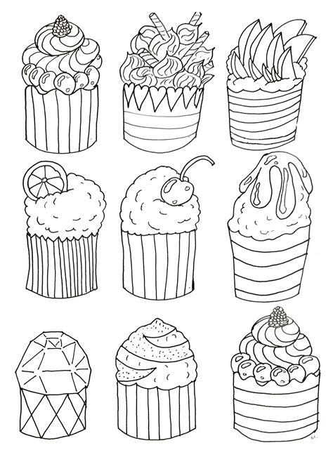 Simple Cup Cakes Cupcakes Et G Teaux Coloriages Difficiles Pour Adultes