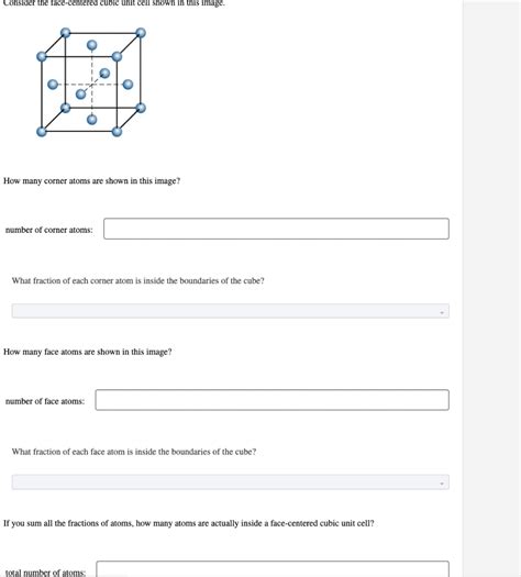 Solved Consider The Face Centered Cubic Unit Cell Shown In Chegg