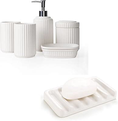 Amazon White Bathroom Accessory Set 5PCS Ceramic Bathroom