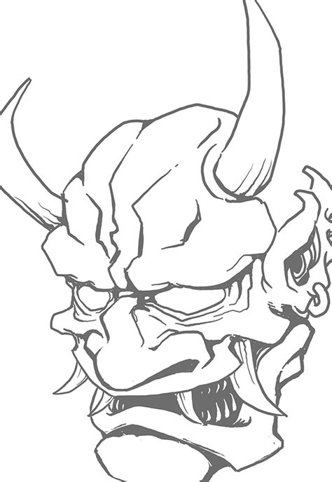 Hannya Mask Drawing at GetDrawings | Free download