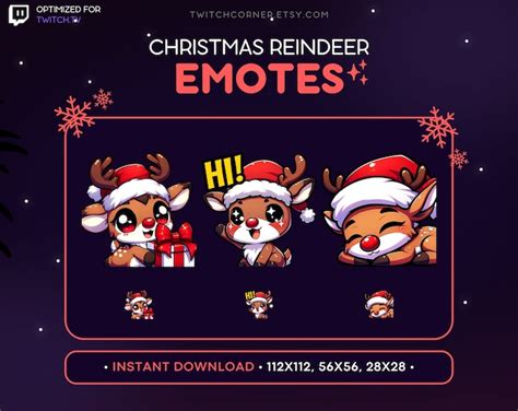 Christmas Twitch Emotes Holiday Christmas Reindeers Emote Pack Discord