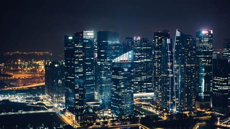 壁纸 摩天大楼，灯，城市，夜景 3840x2160 Uhd 4k 高清壁纸 图片 照片