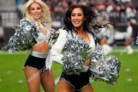 Las Vegas Raiders Cheerleaders Perform During Editorial Stock Photo