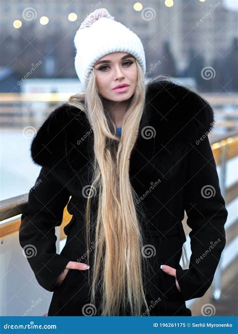 Blonde Girl Posing At The City At Winter Stock Image Image Of Girl Holiday