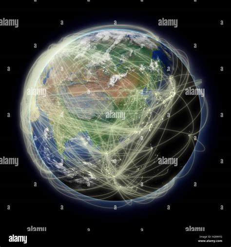 World map with flight paths globe hi-res stock photography and images ...