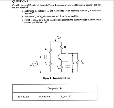 Solved Question 1 Consider The Amplifier Circuit Shown In Figure 1 Assume An Average Dc