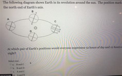 Solved The following diagram shows Earth in its revolution | Chegg.com