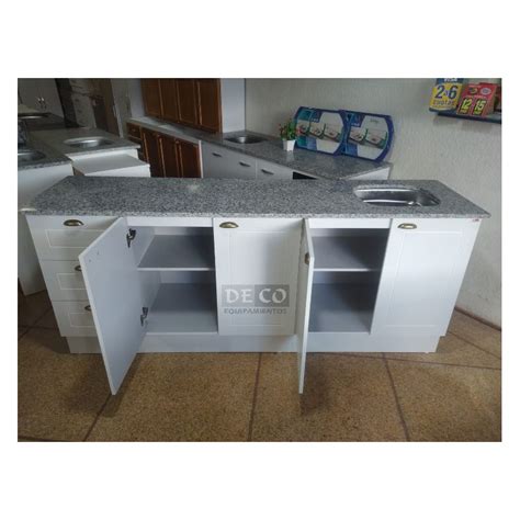 Mueble Cocina Bajo Mesada Mdf Dos Metros Con Granito