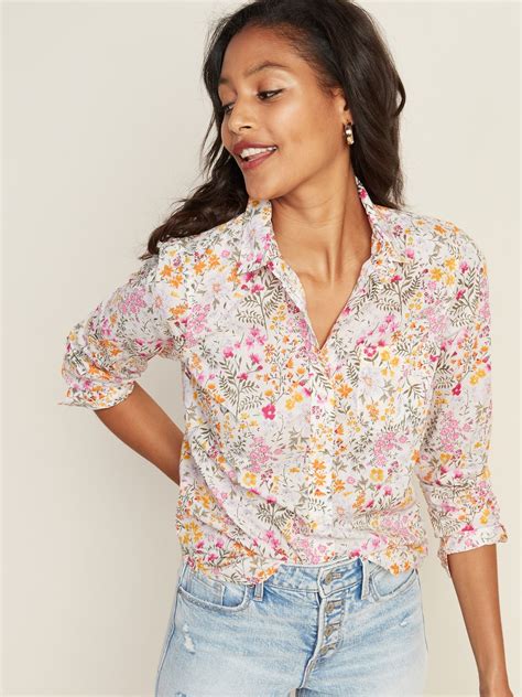 Ditsy Floral Print Classic Shirt Old Navy Women Shirts Blouse