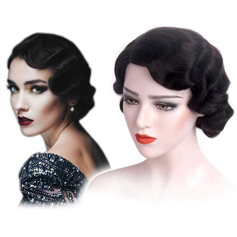 Stfantasy 20s Finger Wave Wig Flapper Curly Synthetic Hair For Women 1920s Cosplay Costume