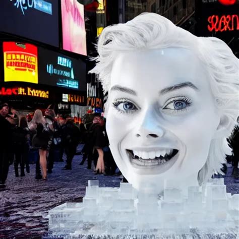 Margot Robbie Ice Sculpture In Times Square Stable Diffusion OpenArt