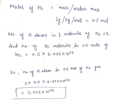 Solved How Many Atoms Of Hydrogen Would There Be In G Of