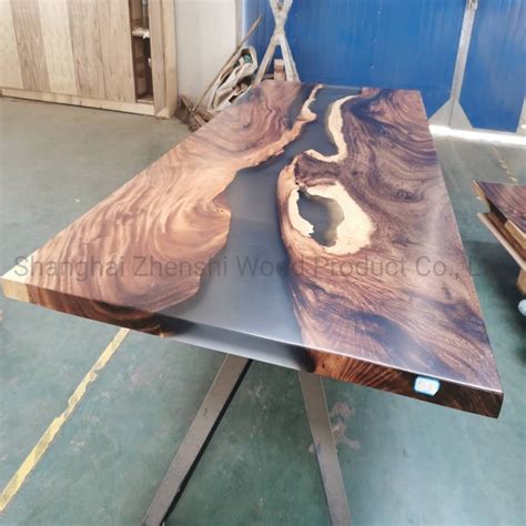 Live Edge Slab Table with Epoxy Filled Live Edge River Table - China ...