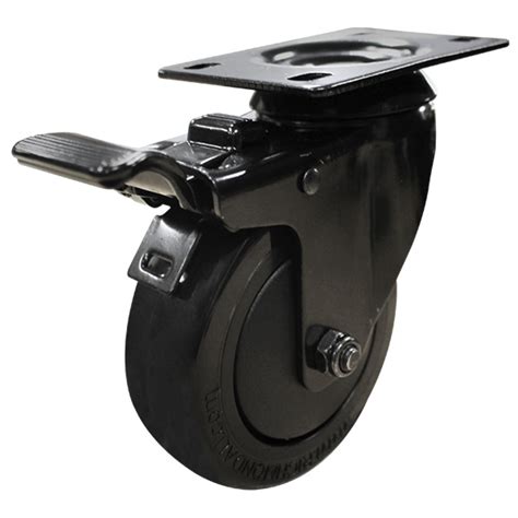 Mm Black Polyurethane Wheel Kg Capacity Swivel Brake Castor