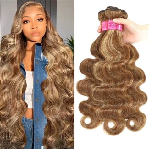 Amazon Highlight Human Hair Bundles Honey Blonde Body Wave 3