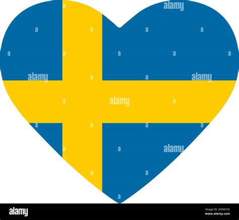 Sweden Flag In Heart Country Of Europe Isolated Vector Icon In Flat