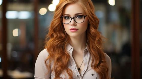 Premium Ai Image A Woman With Glasses And Red Hair