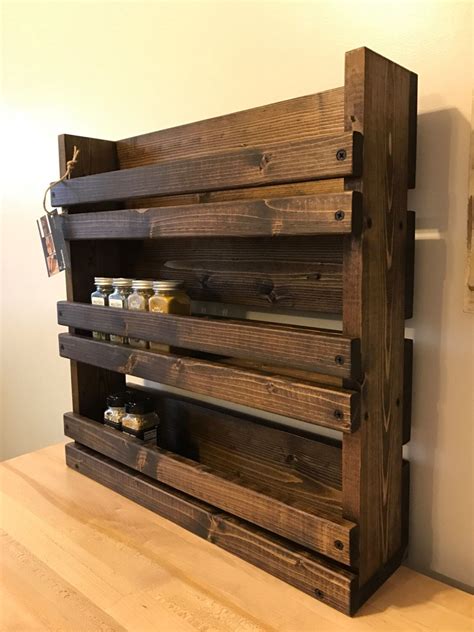 Spice Rack Rustic Spice Rack With 3 Shelves Kitchen Organizer Rustic