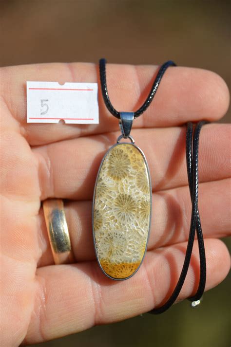 STUNNING Fossil Coral Pendant Necklace 20 Million Years Old Java