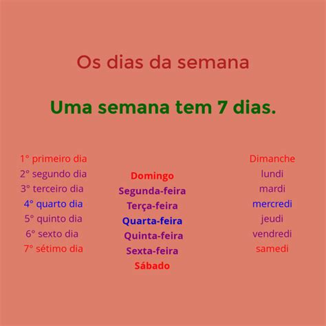 Qual É O Segundo Dia Da Semana - Os dias da semana