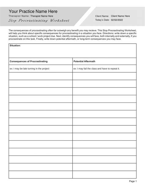 Stop Procrastinating Worksheet Pdf Worksheets Library