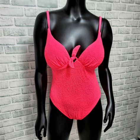 Vintage 80s 90s Pacific Connections Neon Hot Pink 1 Piece Underwire