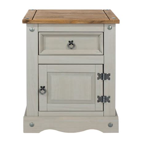 Azusa Grey 1 Door 1 Drawer Bedside Cabinet Grey Wax Self Assembly