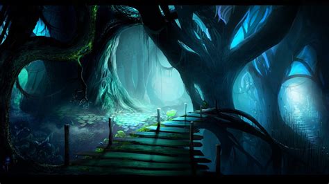 Cartoon Night Forest Background - 1920x1080 Wallpaper - teahub.io