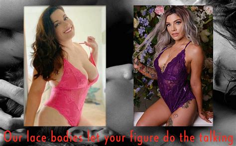 Aranmei Women Deep V Sexy Lace Bodysuit Snap Crotch Lingerie Teddy Underwear Clothing Shoes