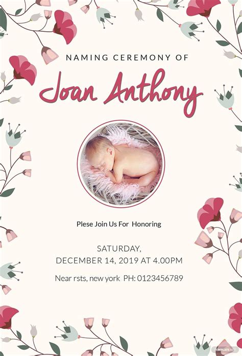 Editable Naming Ceremony Invitation Templates In Psd To Download