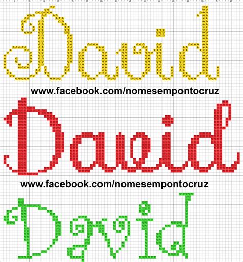 Gráficos de Nomes em Ponto Cruz Nome David em Ponto Cruz