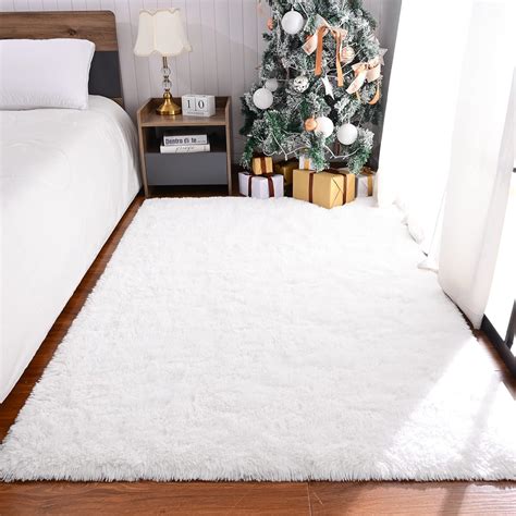 Amazon Maxsoft M Fluffy Shag Bedroom Rug X Feet White Area Rugs